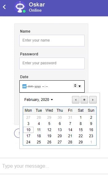 Form with Calendar Date Picker
