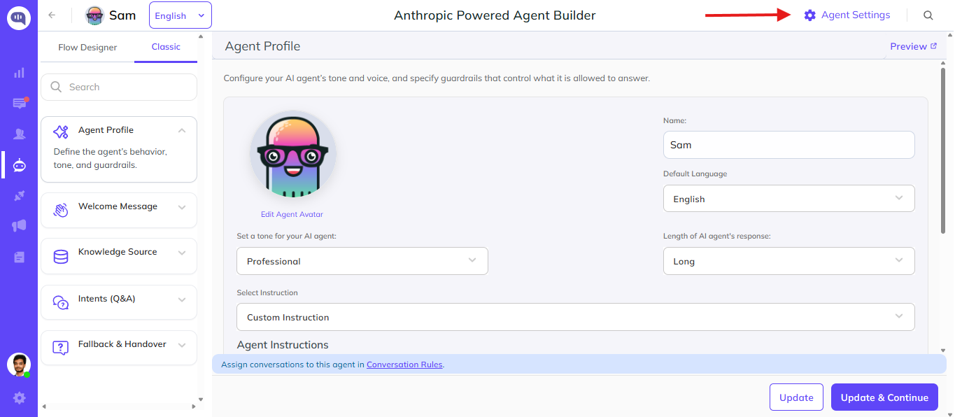 Agent-Settings