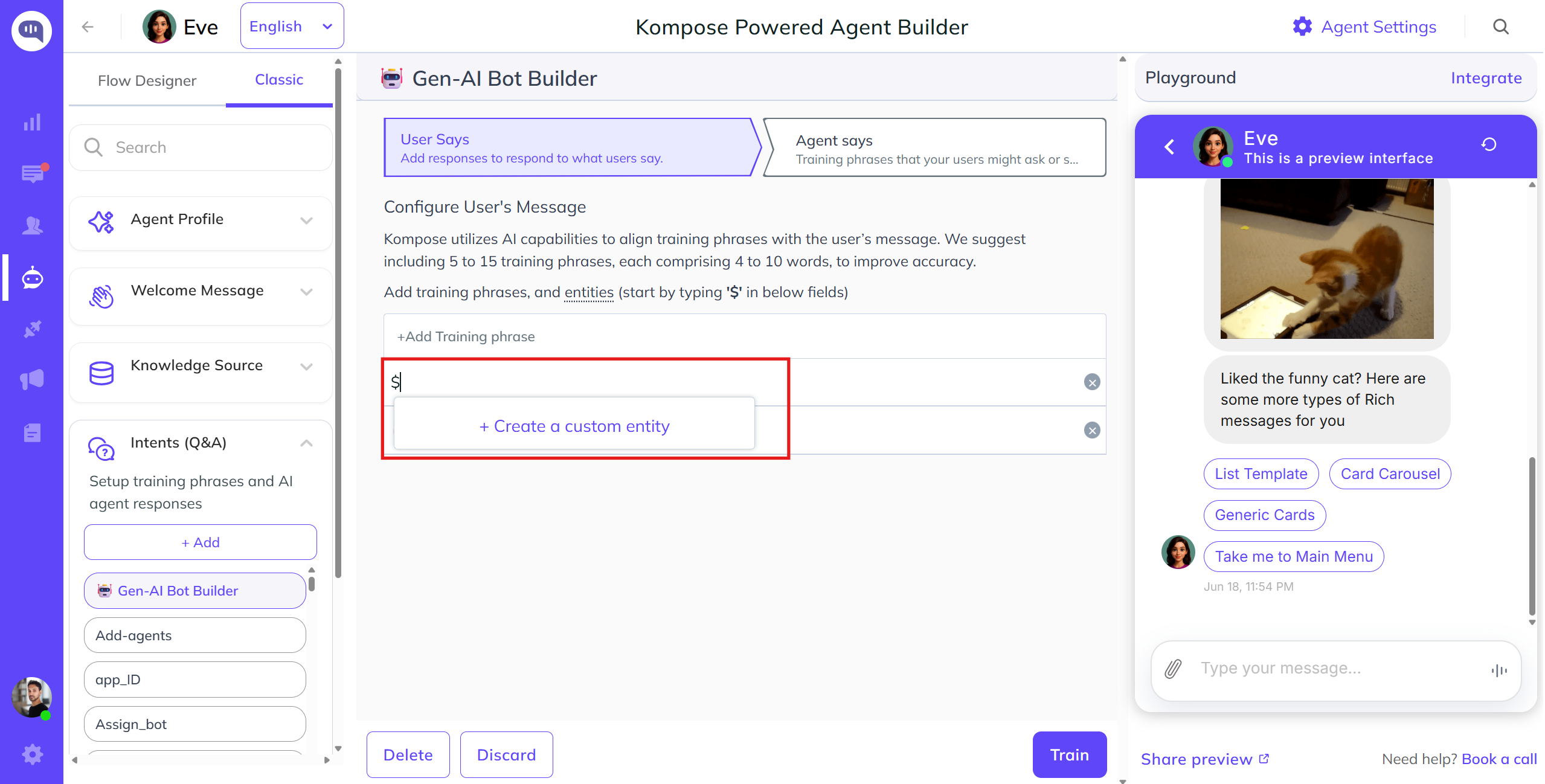 Kompose AI agent builder