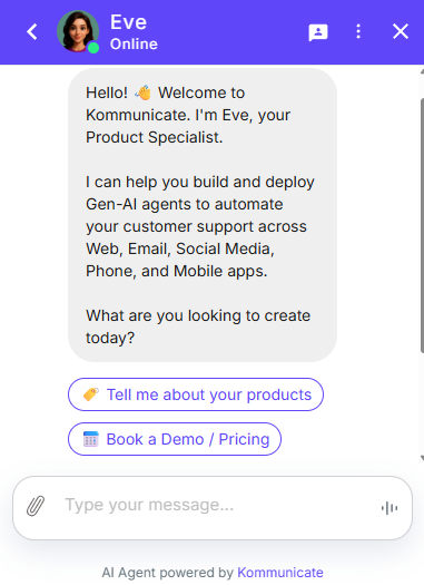Kommunicate Support AI agent