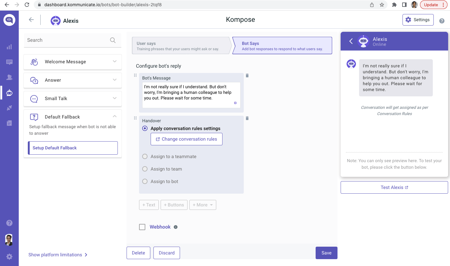 bot to human handover
