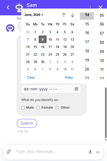 Form with Calendar Date Picker