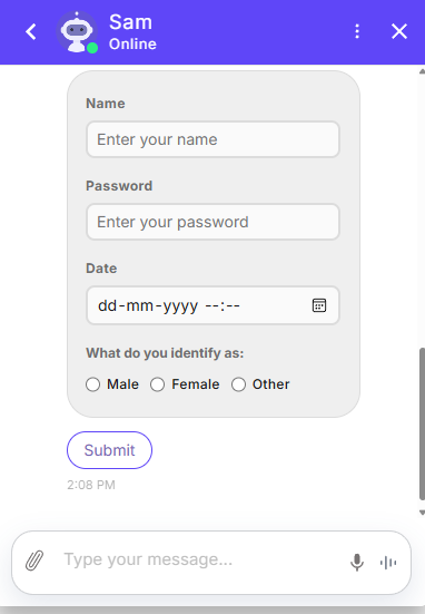 Form with Calendar Date Picker