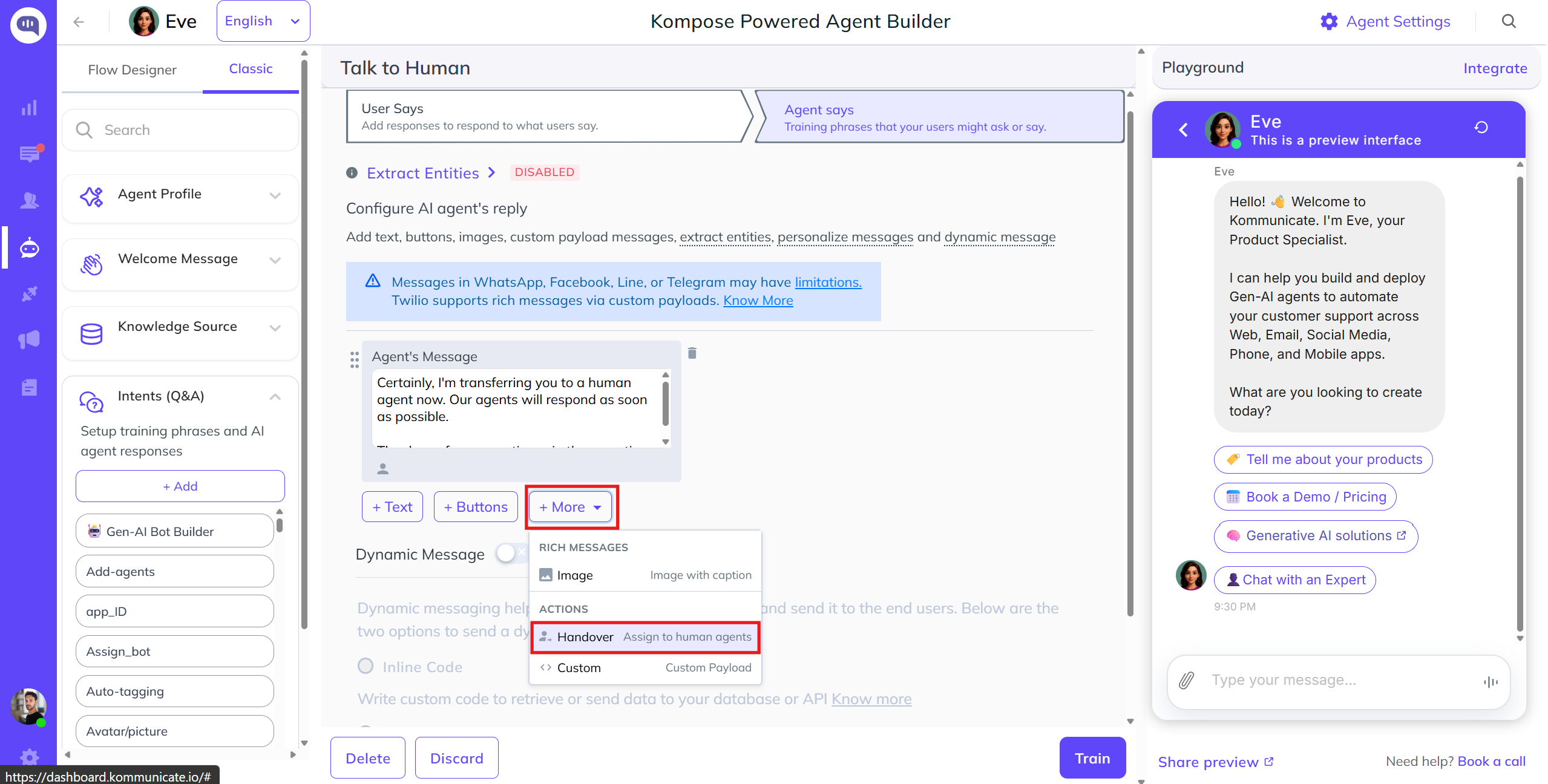 Kompose AI agent builder