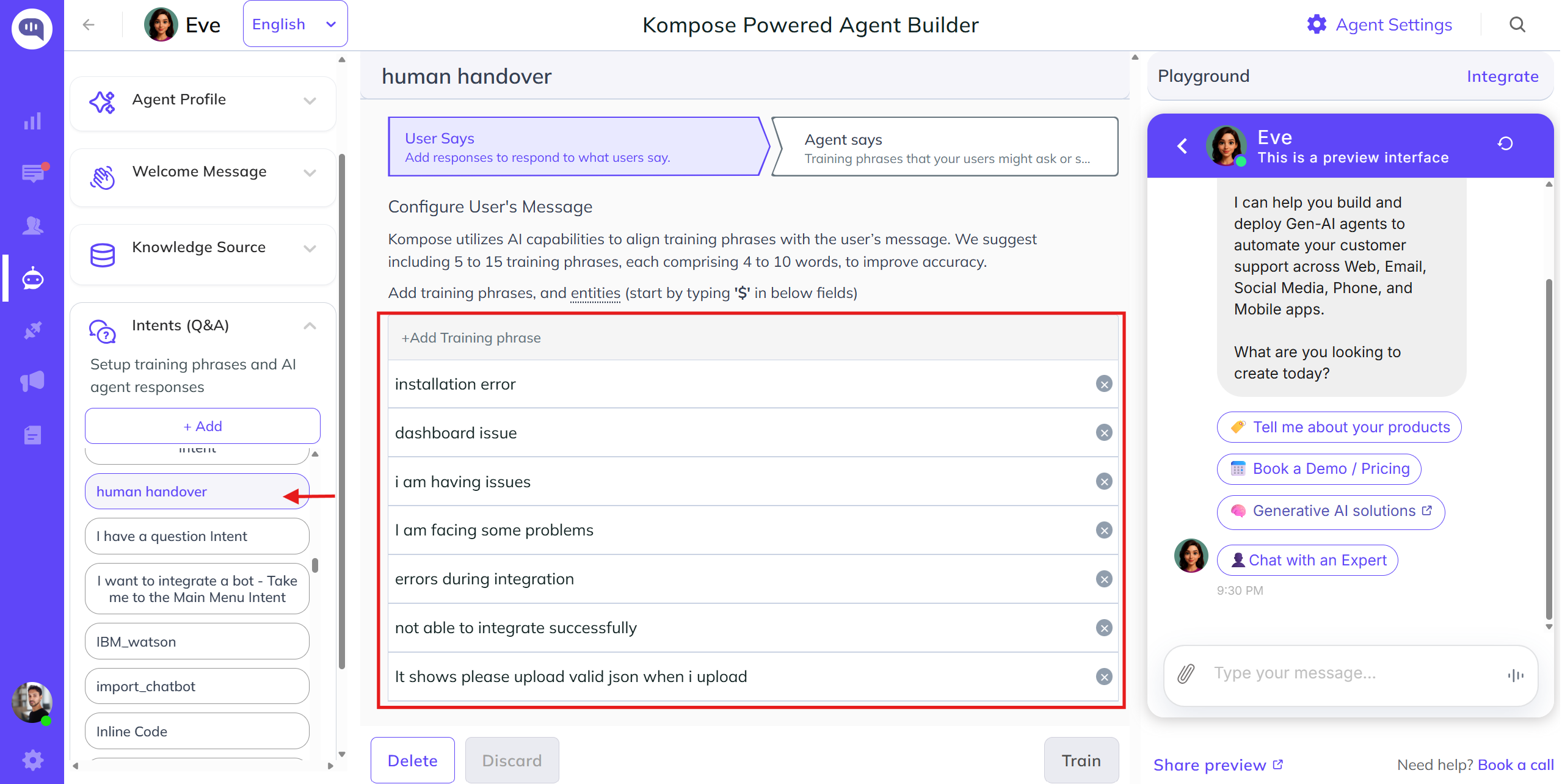 Kompose AI agent builder