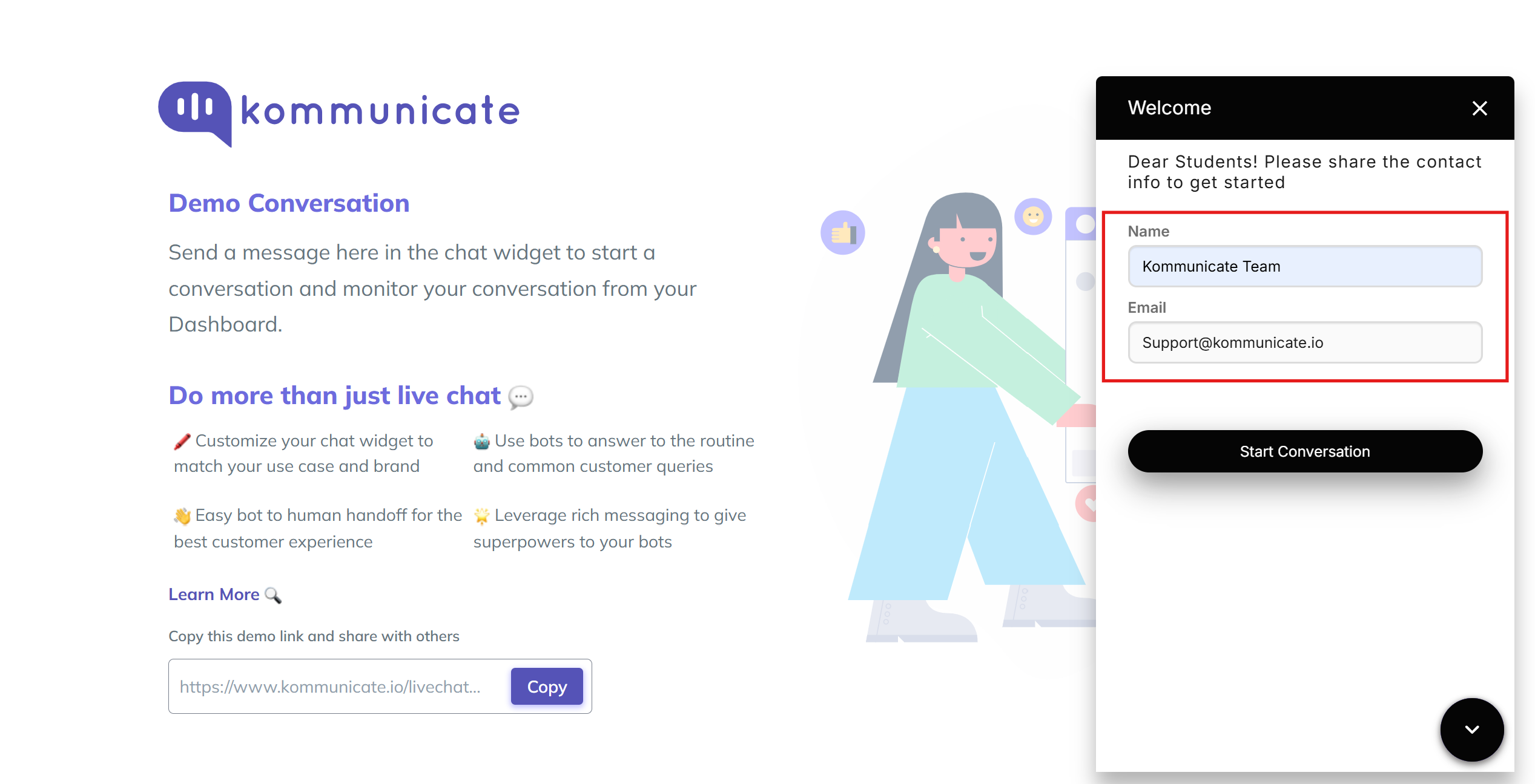 Pre chat form