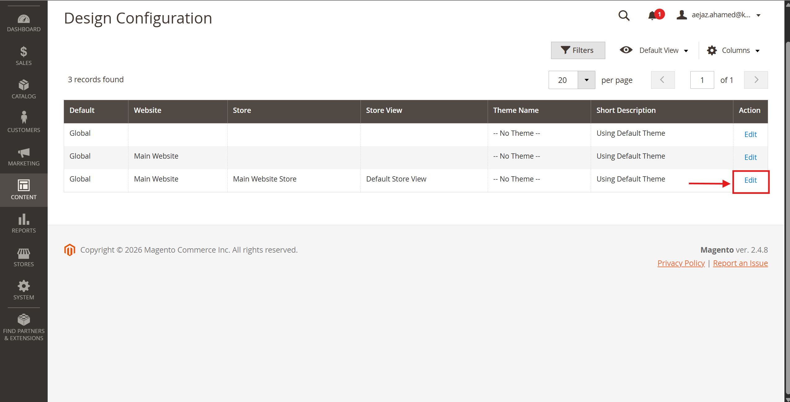 Magento Content Configuration