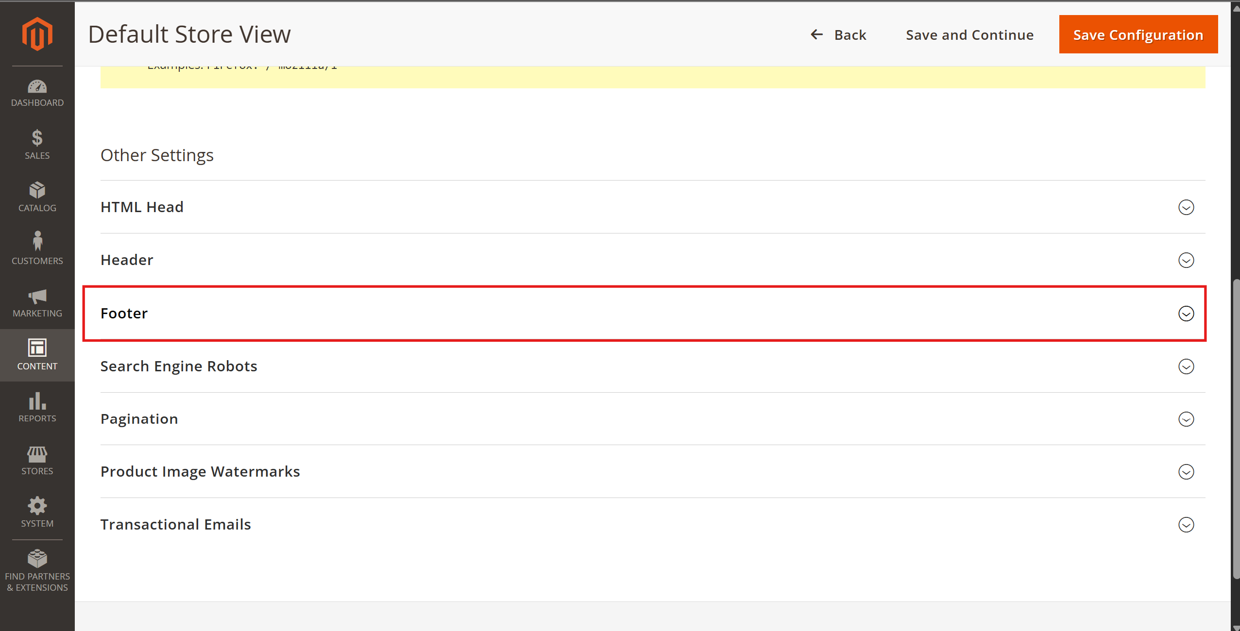 Magento Content Configuration