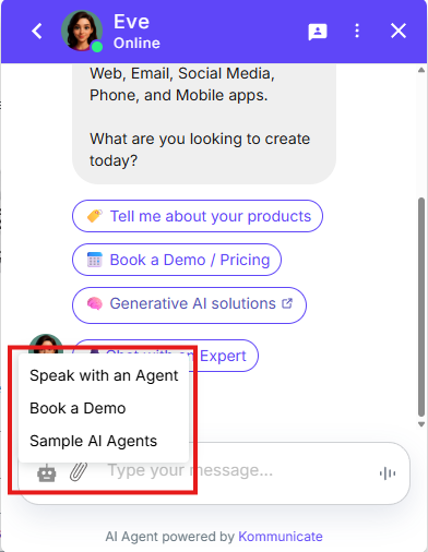Trigger buttons in Chat widget